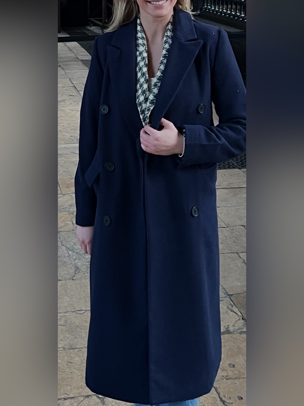 Primark Navy Double-Breasted Long Pea Coat